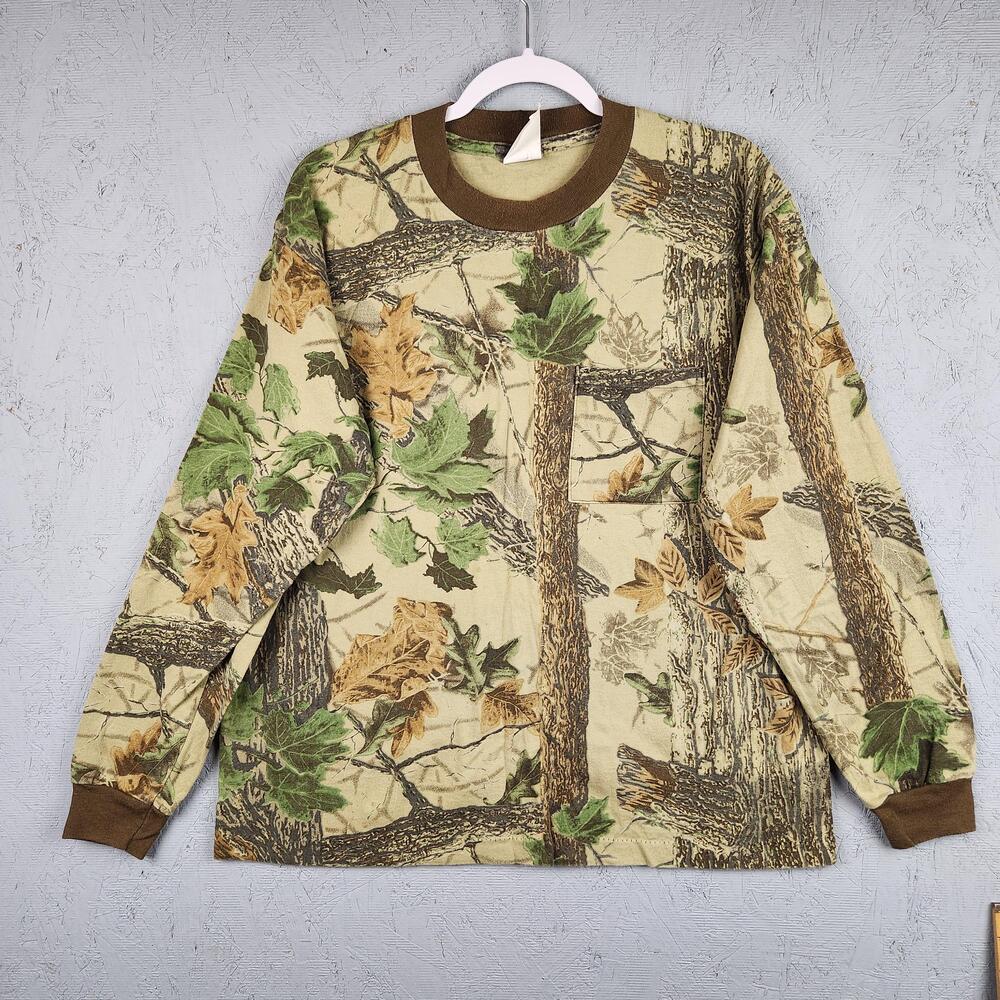 Vintage Realtree Shirt Mens Large Camo Long Sleeve Pocket Hunting Outdoors 90s